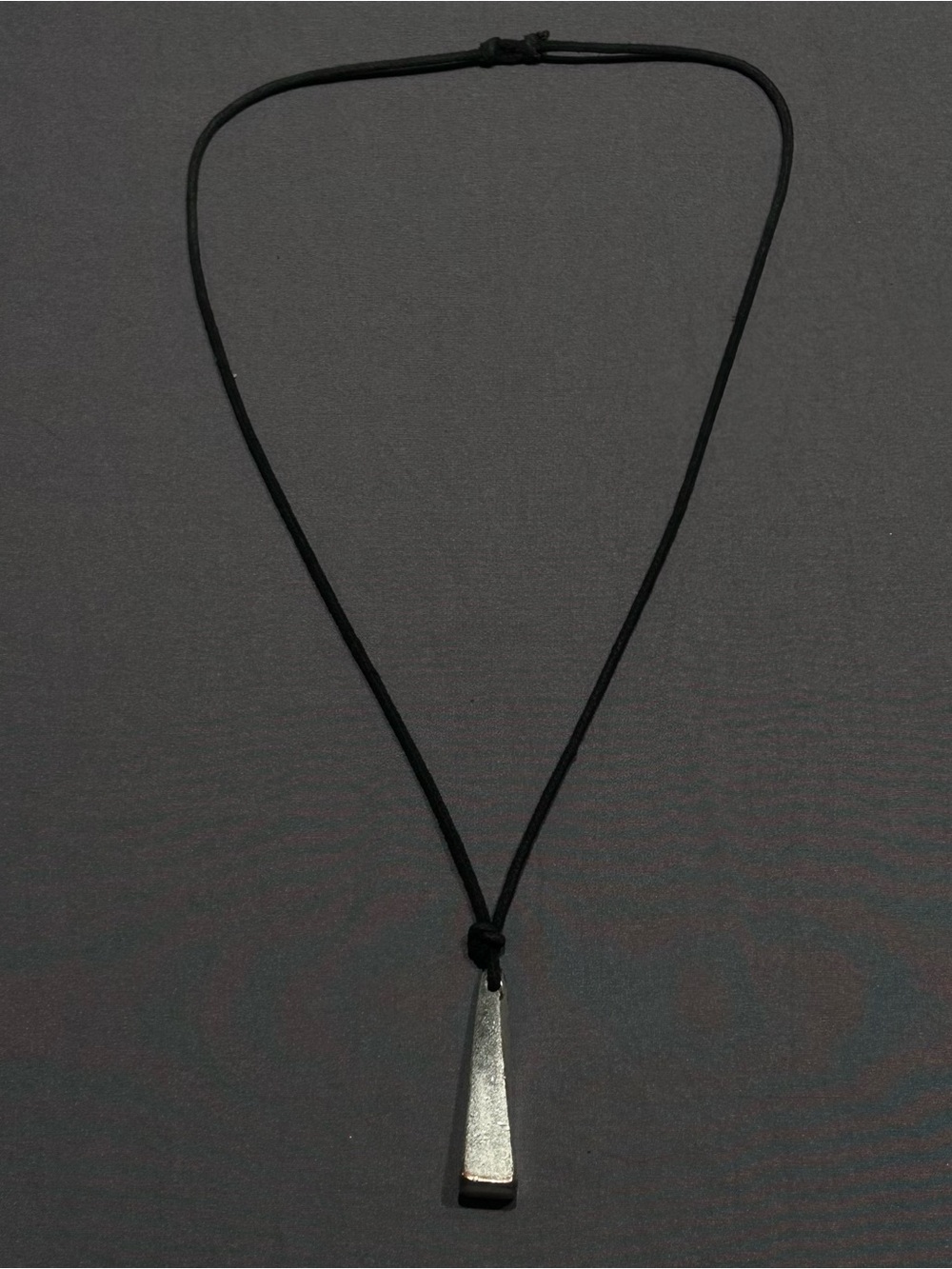 ❌SOLD❌Silver Tapered Pyramid Pendant on Black String Necklace